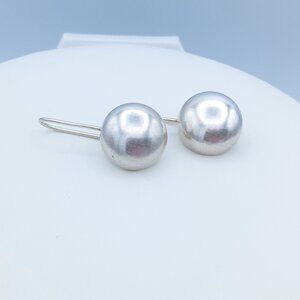 Italian 925 Sterling Silver Drop Button Earrings